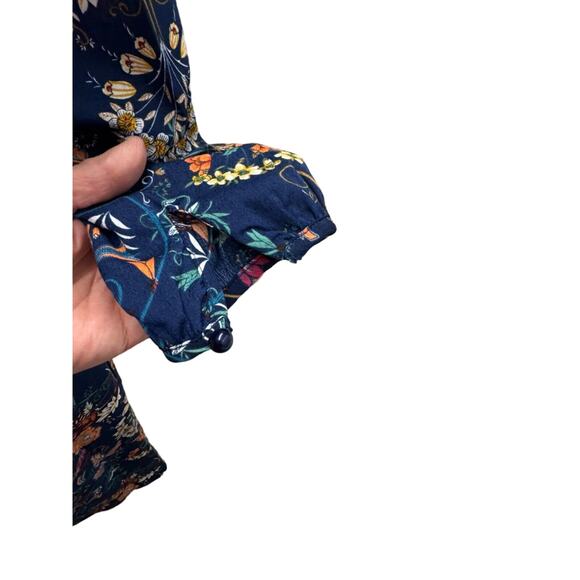 IMADALINE DRESS Blue Long Floral Dress,Boho, Size M, Has Extra Button on inside - Picture 4 of 11